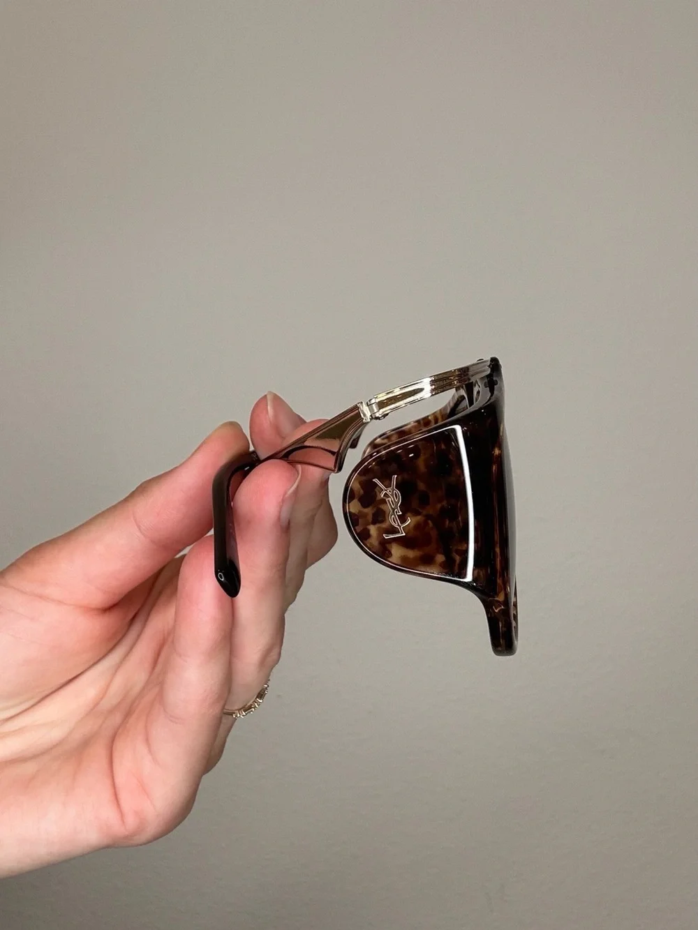 Saint Laurent Tortoiseshell Aviator Sunglasses